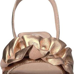 Shellys Size 6.5 London Ruffle Strap Rose Gold Heel Sandal